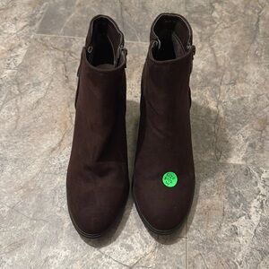 Style & Co. dark brown suede ankle boots heeled boots 
Size 8.5